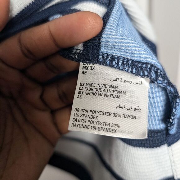 Charter club ribbed top striped sz 3x NEW navy yellow - Picture 6 of 9